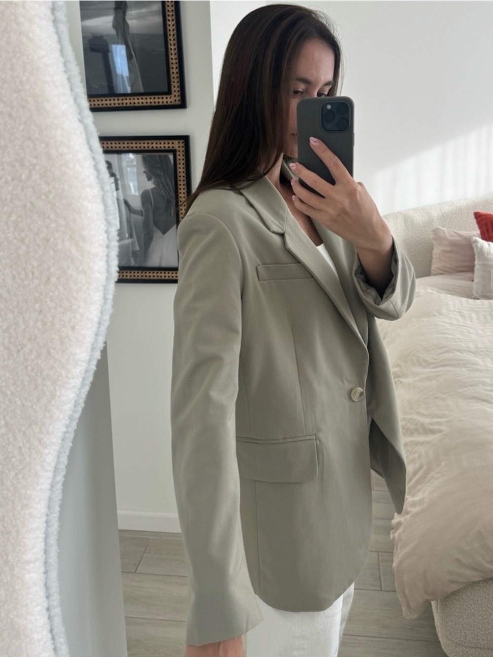 H&M Light Sage Single-Button Women's Blazer - Picture 11 of 14
